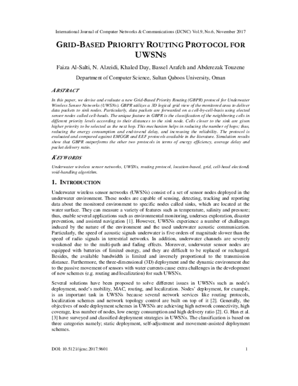 (PDF) Grid Based Priority Routing Protocol for UWSNs