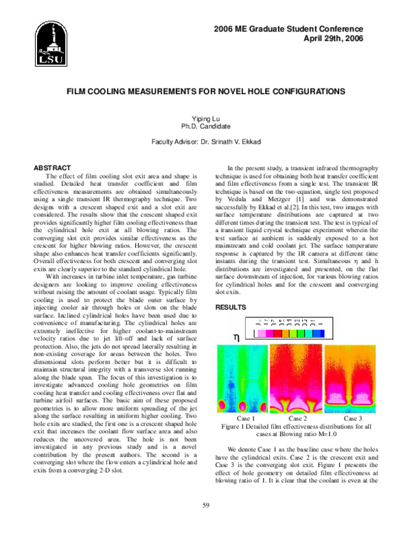 (PDF) Film Cooling Measurements for Novel Hole Configurations