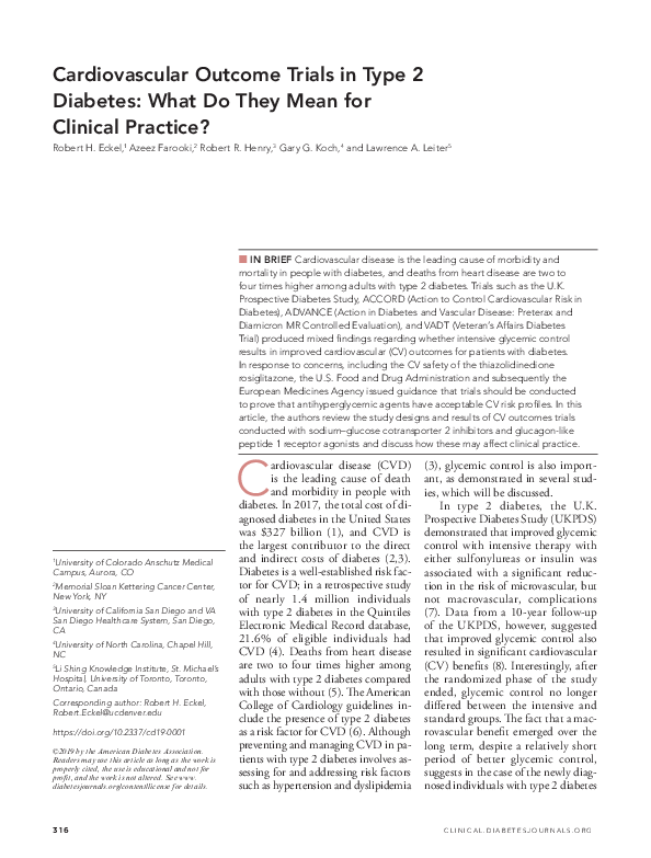 (PDF) Cardiovascular Outcome Trials in Type 2 Diabetes: What Do They ...