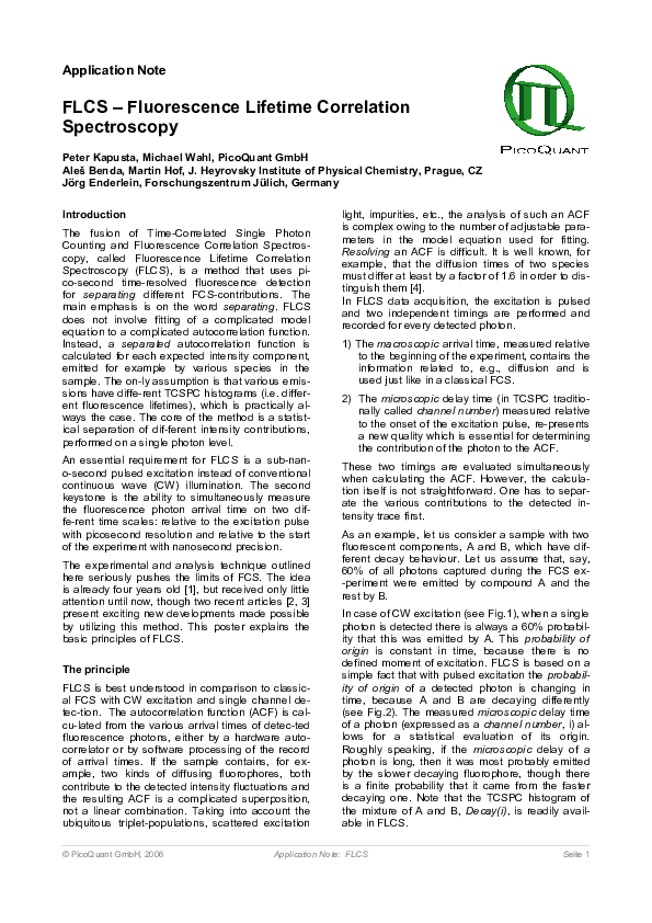 (PDF) FLCS – Fluorescence Lifetime Correlation Spectroscopy