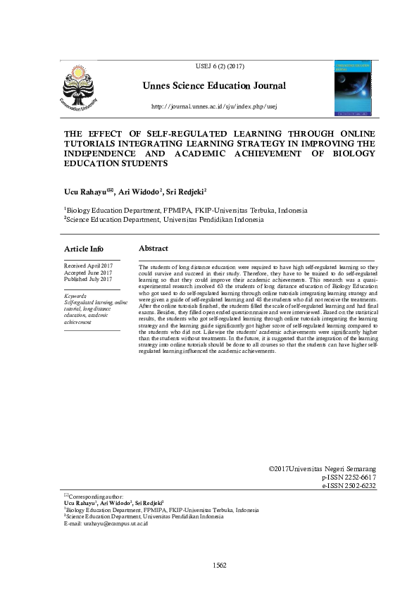 (PDF) The Effect of Self-Regulated Learning Through Online Tutorials ...