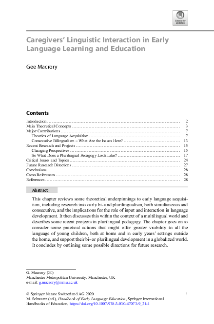 (PDF) Caregivers’ Linguistic Interaction in Early Language Learning and ...