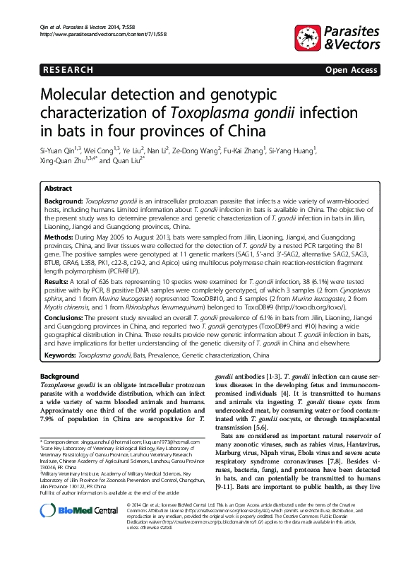 (PDF) Molecular detection and genotypic characterization of Toxoplasma ...