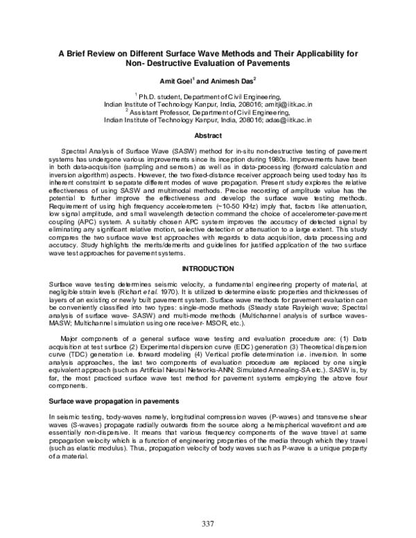 (PDF) A Brief Review on Different Surface Wave Methods and Their ...