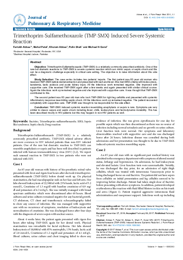 (PDF) TrimethoprimSulfamethoxazole (TMPSMX) Induced Severe Systemic