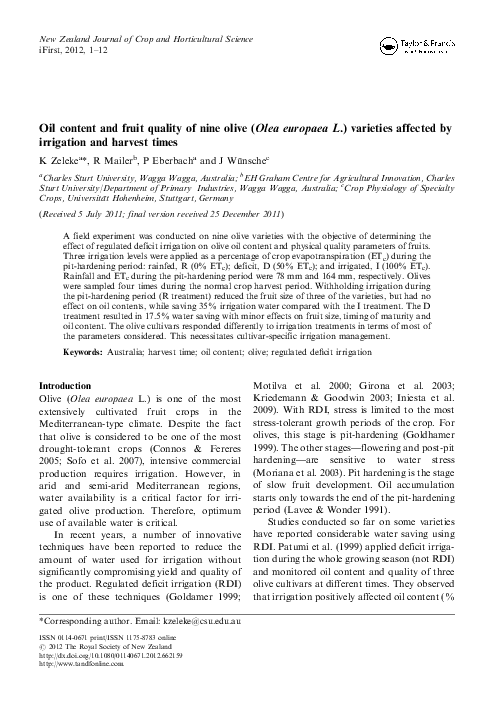 (PDF) Oil content and fruit quality of nine olive ( Olea europaea L ...