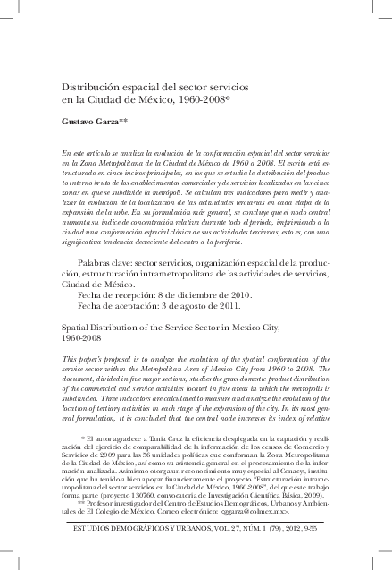 (PDF) Distribución espacial del sector servicios en la Ciudad de México ...