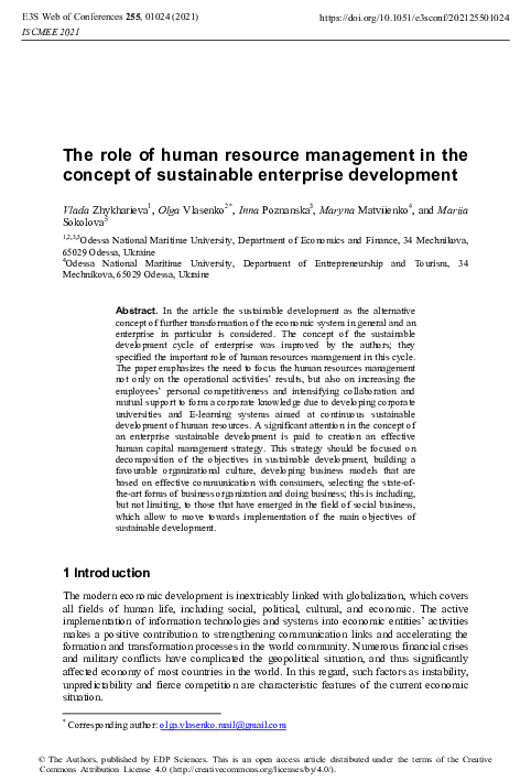 (PDF) The role of human resource management in the concept of ...