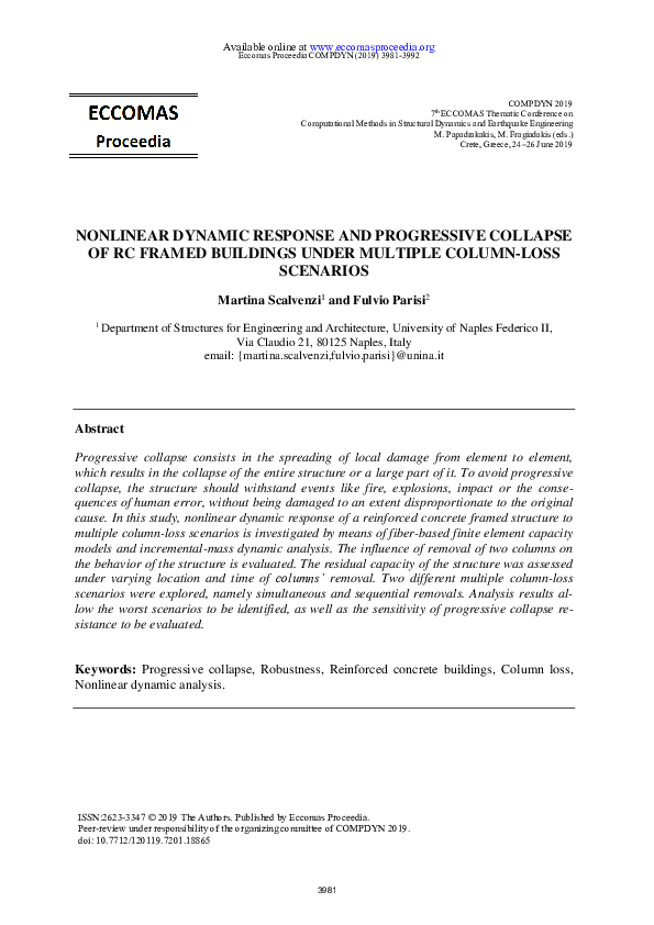(PDF) Nonlinear Dynamic Response and Progressive Collapse of RC Framed ...