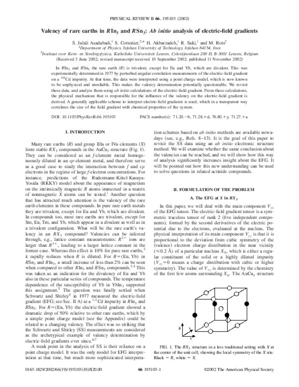 (PDF) Valency of rare earths in RIn3 and RSn3: Ab initio analysis of ...