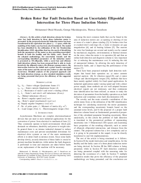 (PDF) Broken rotor bar fault detection based on uncertainty ellipsoidal ...