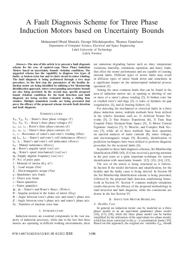 (PDF) A Fault diagnosis scheme for three phase induction motors based ...