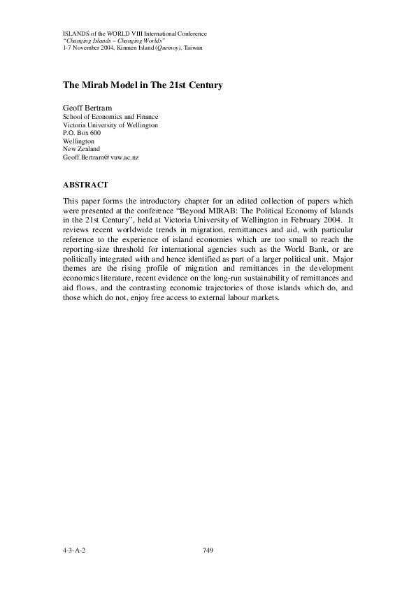 (PDF) The Mirab Model in The 21st Century