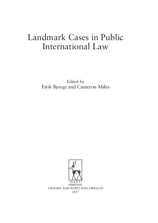 (PDF) Landmark Cases in Public International Law Cameron Miles