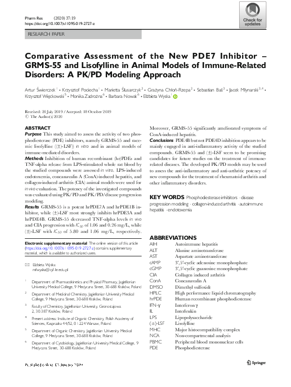 (PDF) Comparative Assessment of the New PDE7 Inhibitor – GRMS-55 and ...