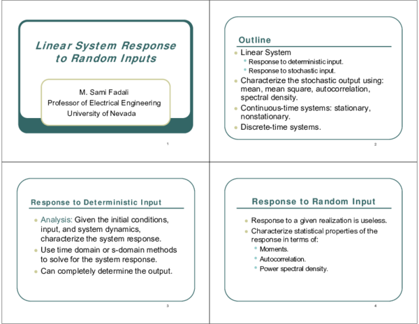 (PDF) Linear System Response to Random Inputs