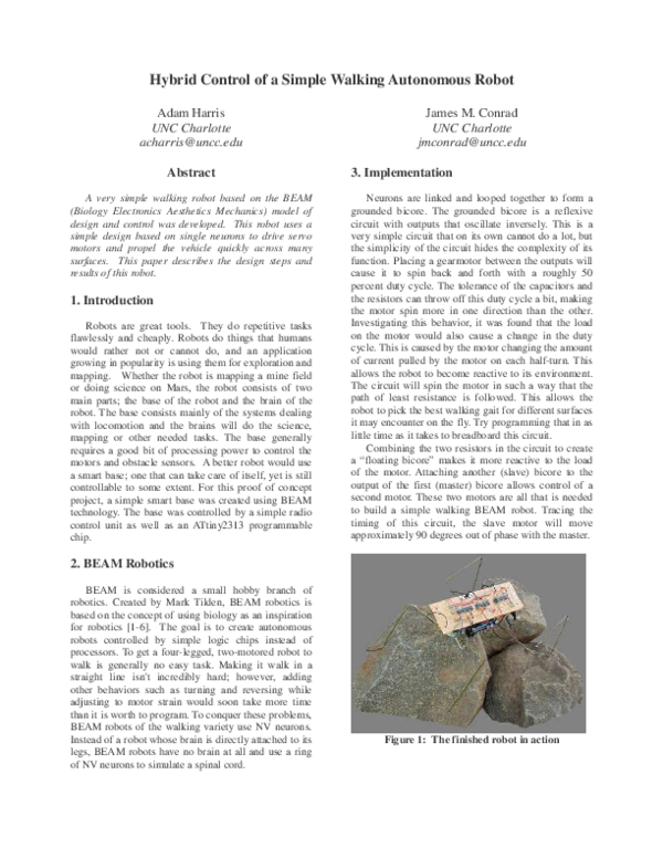 (PDF) Hybrid control of a simple walking autonomous robot