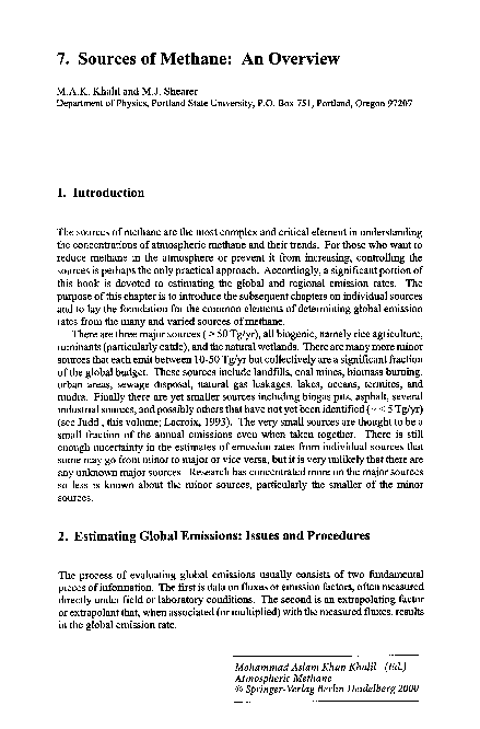 (PDF) Sources of methane: An overview