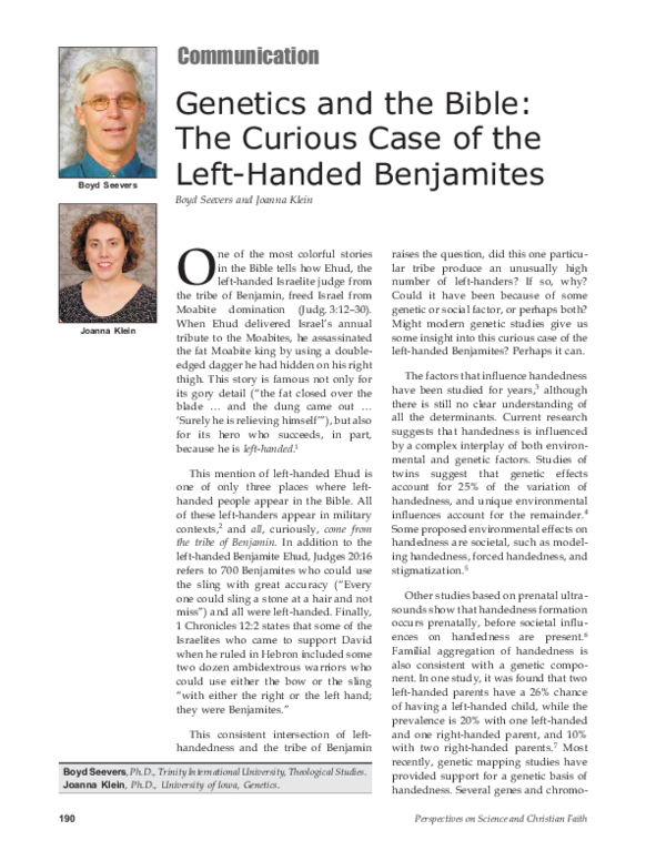 (PDF) Genetics and the Bible: The Curious Case of the Left-Handed ...
