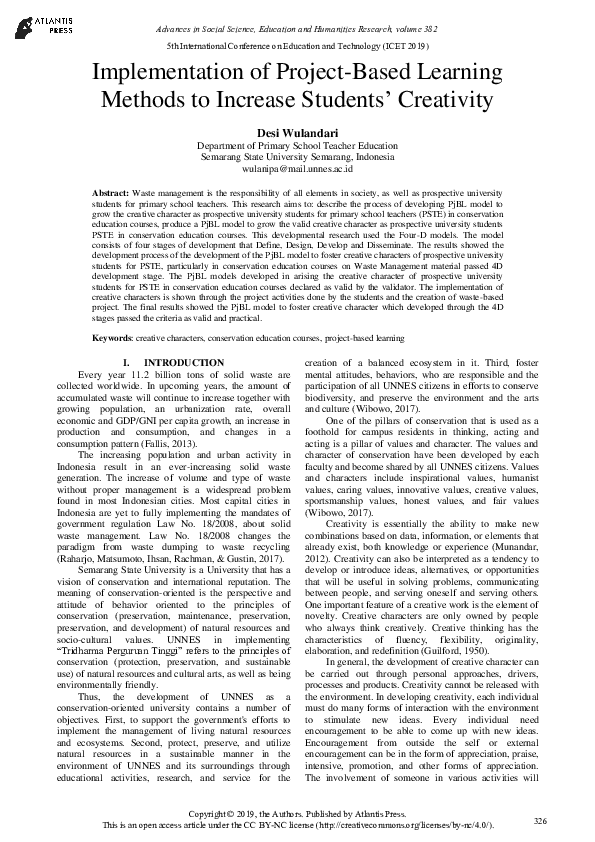 (PDF) Implementation of Project-Based Learning Methods to Increase ...
