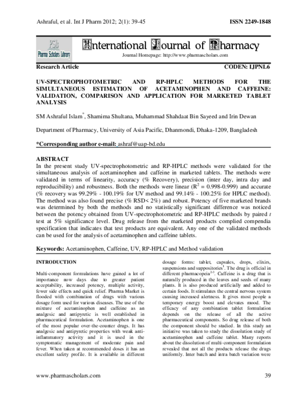 (PDF) UvSpectrophotometric and RPHPLC Methods for the Simultaneous