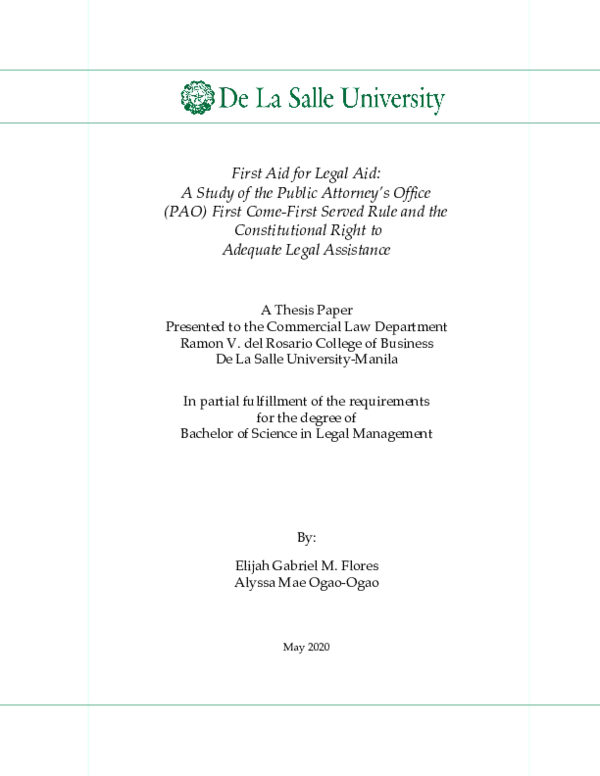 (DOC) First Aid for Legal AidA Study of the Public Attorney’s Office