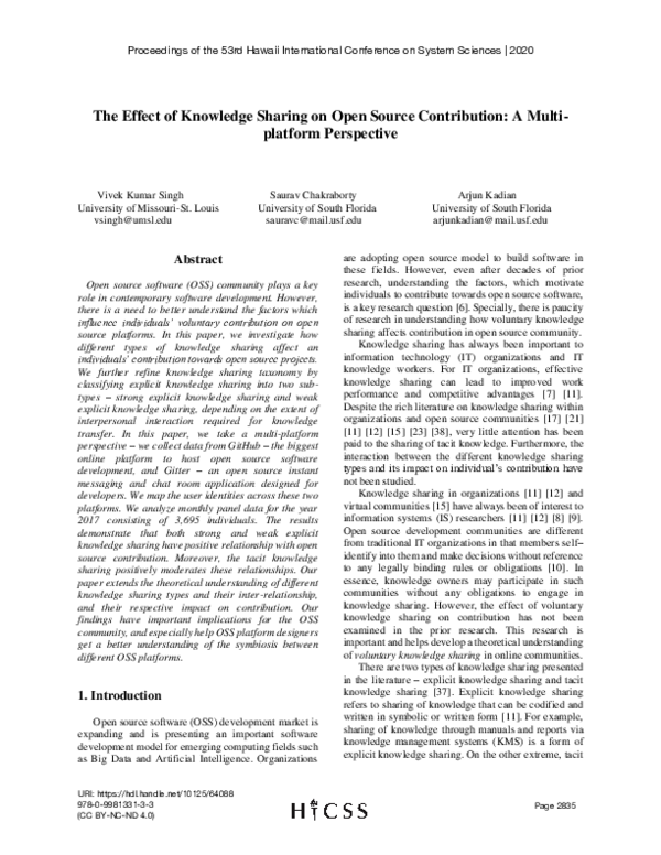 (PDF) The Effect of Knowledge Sharing on Open Source Contribution: A ...