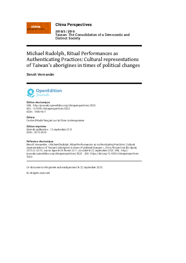 (PDF) Michael Rudolph, Ritual Performances as Authenticating Practices ...