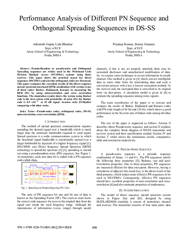 (PDF) Performance analysis of different PN sequence and Orthogonal ...