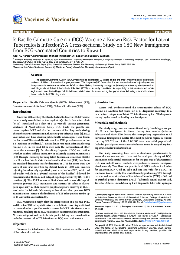 (PDF) Is Bacille Calmette-Guérin (BCG) Vaccine a Known Risk Factor for ...