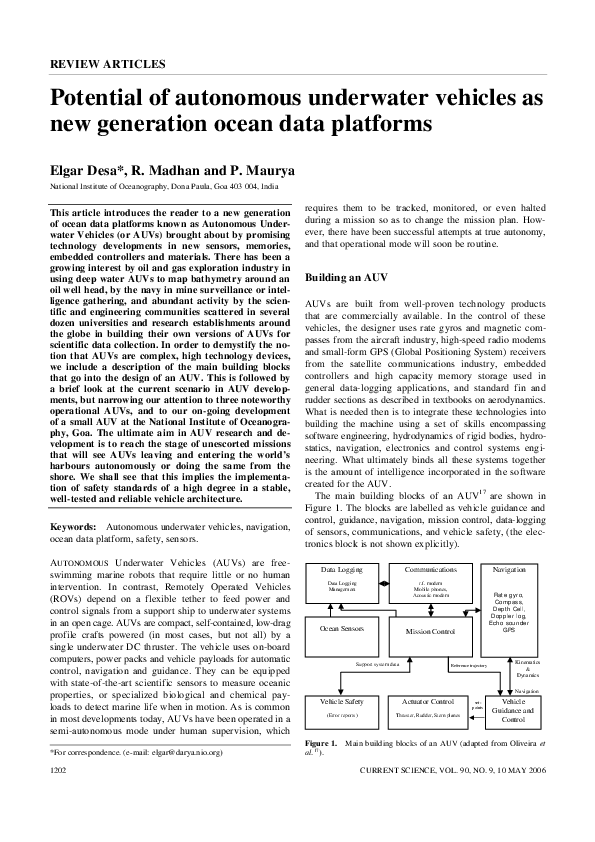 (PDF) Potential of autonomous underwater vehicles as new generation ...