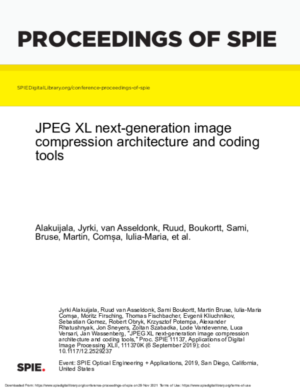 Pdf Jpeg Xl Next Generation Image Compression Architecture And Coding Pdf Jpeg Xl Next Generation Image Compression Architecture And Coding