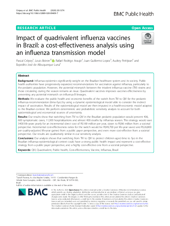 (PDF) Impact of quadrivalent influenza vaccines in Brazil: a cost ...