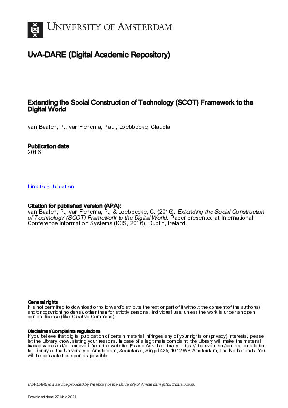 (PDF) Extending the Social Construction of Technology (SCOT) Framework ...