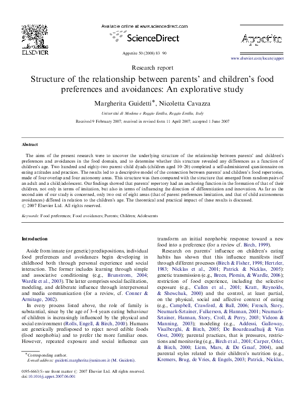 (PDF) Structure of the relationship between parents’ and children’s ...