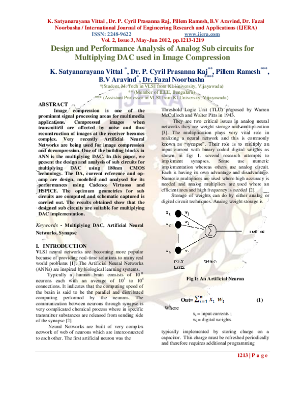 (PDF) Design and Performance Analysis of Analog Sub circuits for ...