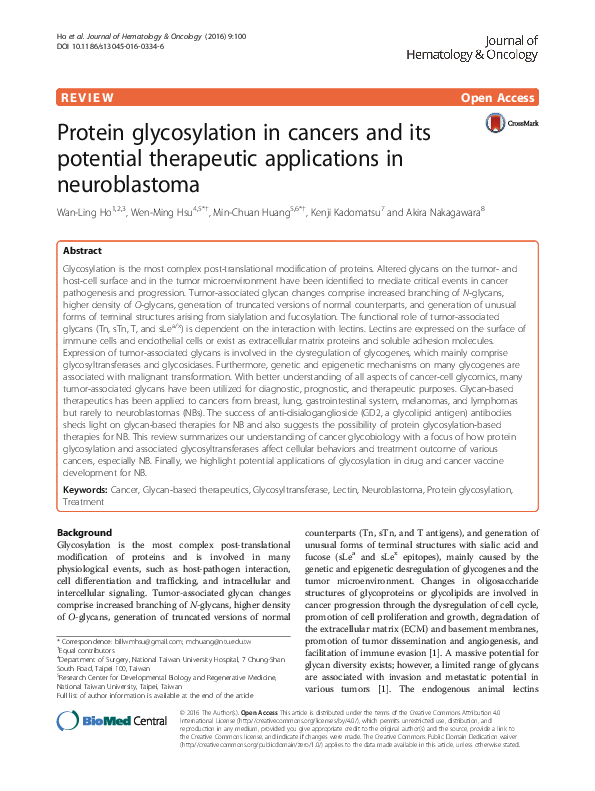 (PDF) Protein glycosylation in cancers and its potential therapeutic ...