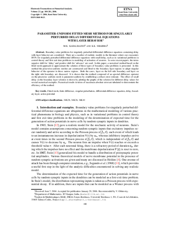 (PDF) Parameter-Uniform Fitted Mesh Method for Singularly Perturbed ...