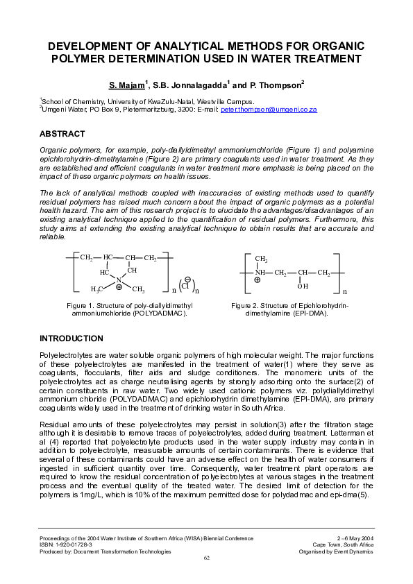 (PDF) Development of analytical methods for organic polymer ...