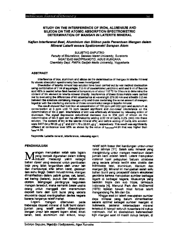 (PDF) Study on the Interference of Iron, Aluminium and Silicon on the