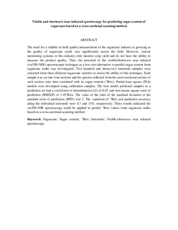 (PDF) Visible and shortwave near infrared spectroscopy for predicting ...
