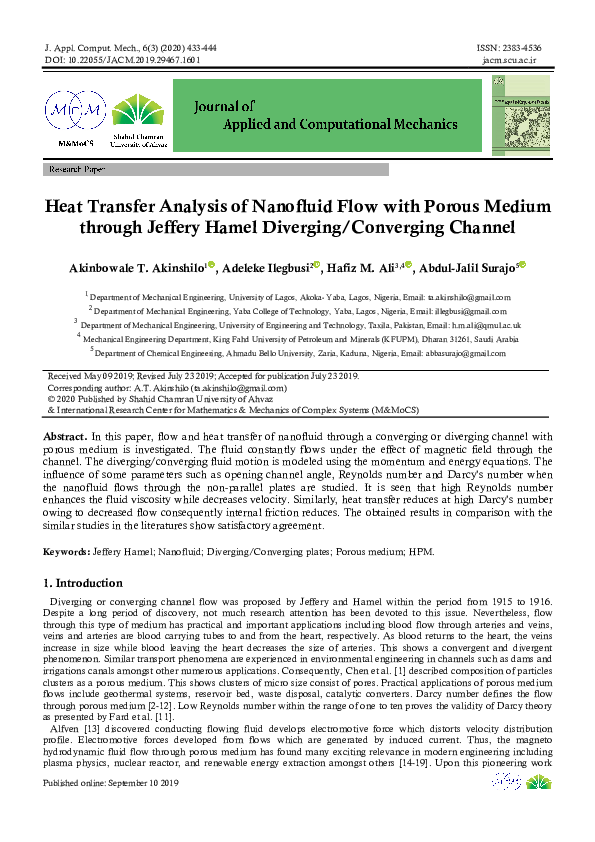 (PDF) Heat Transfer Analysis of Nanofluid Flow with Porous Medium ...