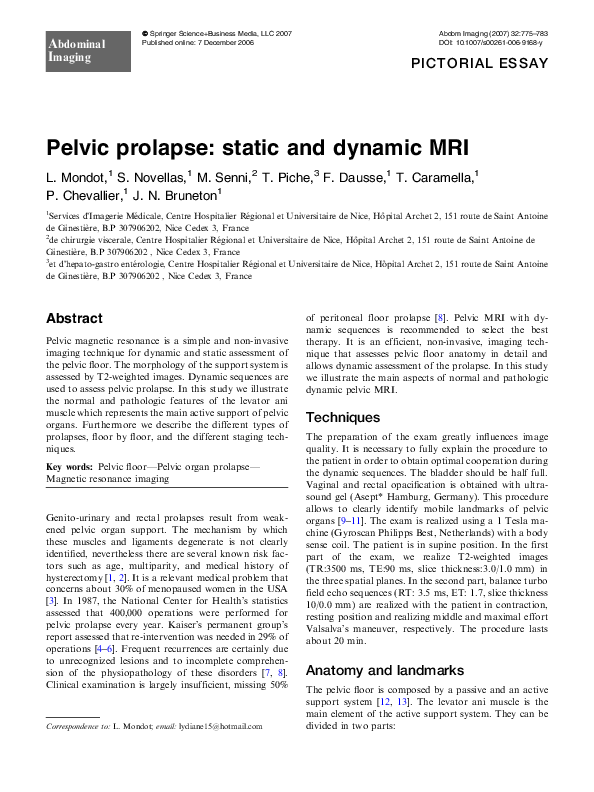 (PDF) Pelvic prolapse: static and dynamic MRI
