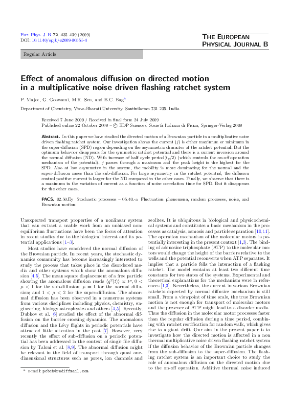 (PDF) Effect of anomalous diffusion on directed motion in a ...