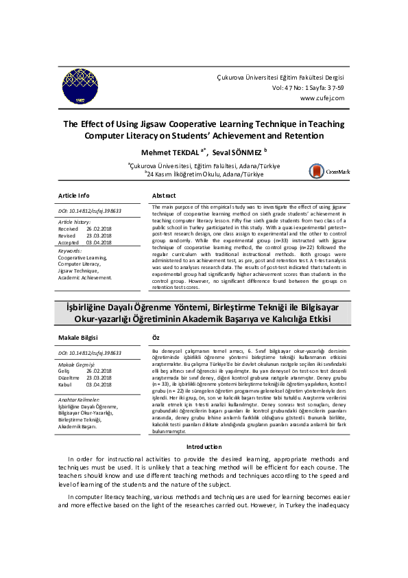 (PDF) The Effect of Using Jigsaw Cooperative Learning Technique in ...