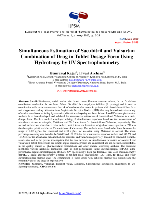 (PDF) Simultaneous Estimation of Sacubitril and Valsartan Combination ...