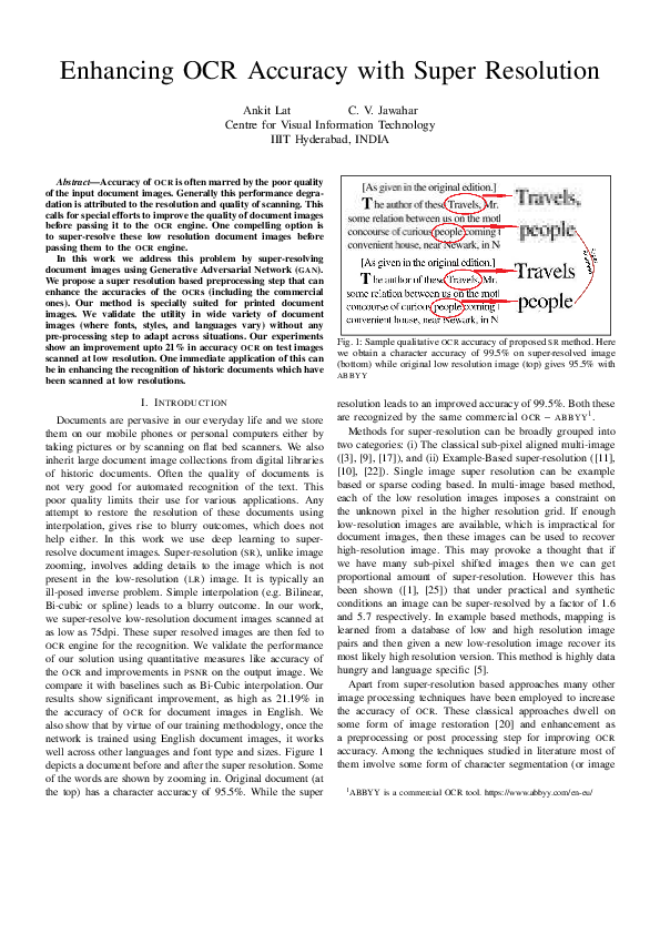(PDF) Enhancing OCR Accuracy with Super Resolution