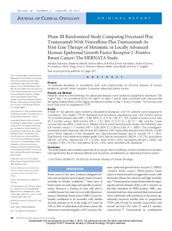 (PDF) Phase III Randomized Study Comparing Docetaxel Plus Trastuzumab ...