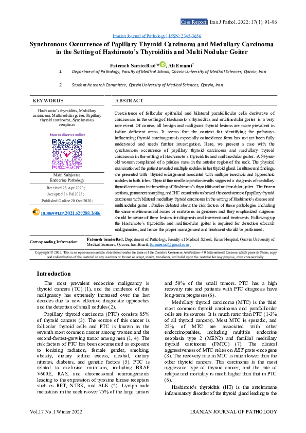 (DOC) Synchronous Occurrence of Papillary Thyroid Carcinoma and ...