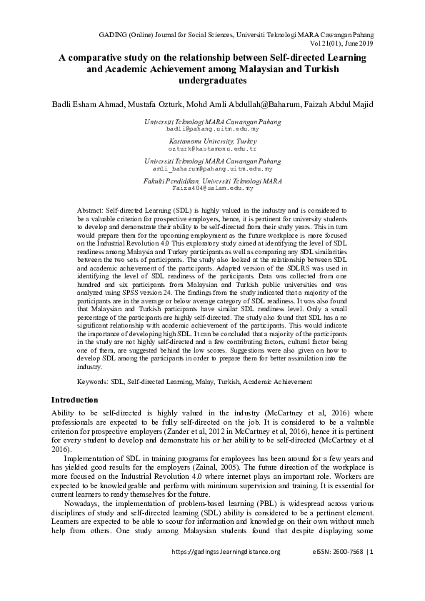 (PDF) A comparative study on the relationship between self-directed ...